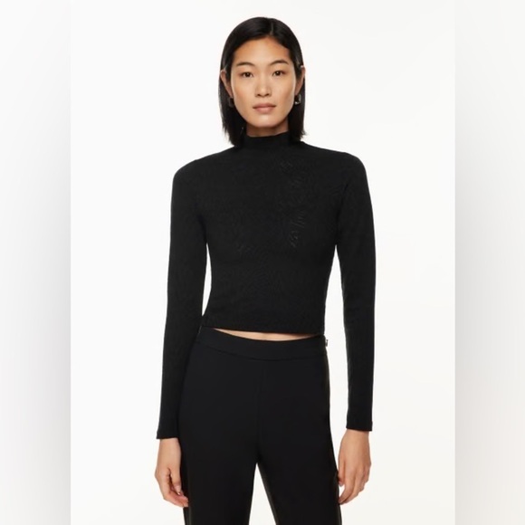 Babaton Navy Shapelace High Neck Long Cropped Top Size Small - Picture 1 of 8